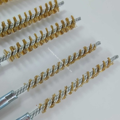 Hand Operated Tube Cleaning Brush Metal Twist Wire Brush 165mm Length With M6 Thread