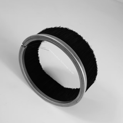 Black Nylon Cup Shape Brushes Seal With Steel Channel For Dusting Or Sealing
