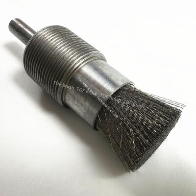 Premium Stainless Steel Crimped Wire End Brush with Shank - Industrial Deburring, Rust & Coating Removal Tool