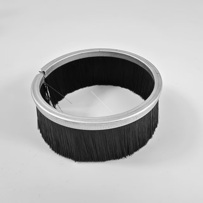 Black Nylon Cup Shape Brushes Seal With Steel Channel For Dusting Or Sealing