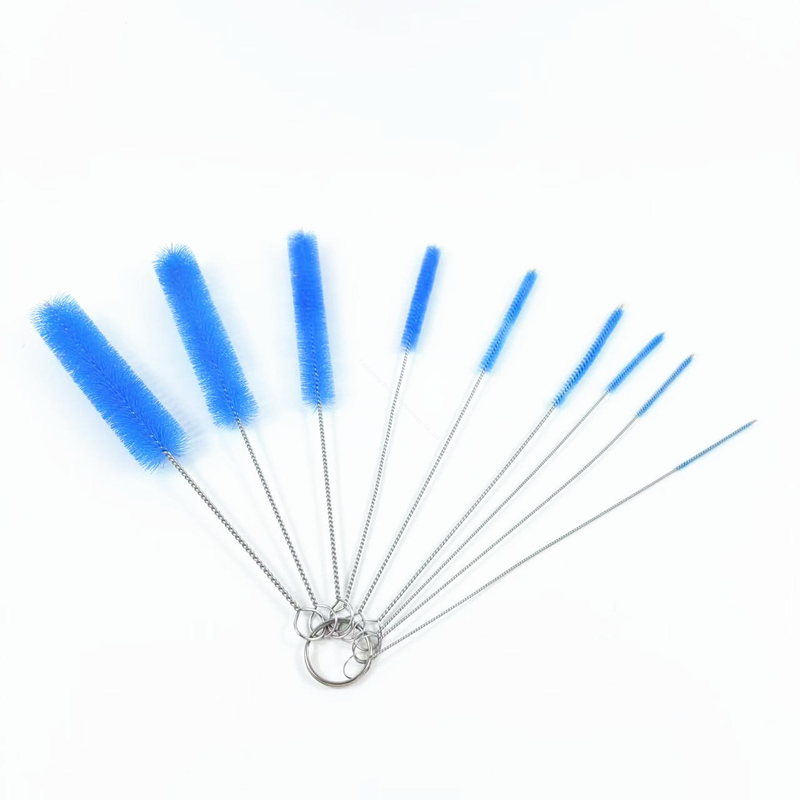 Durable Test Tube Cleaning Brush Stainless Steel Wire Nylon Bristles Brush For Lab Use